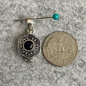 Silvertone and Amethyst Poison Locket Pendant